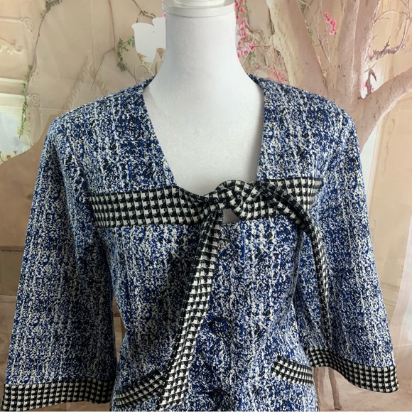 CAbi 21 Club Blue Black Tweed Jacket Blazer - Picture 3 of 10